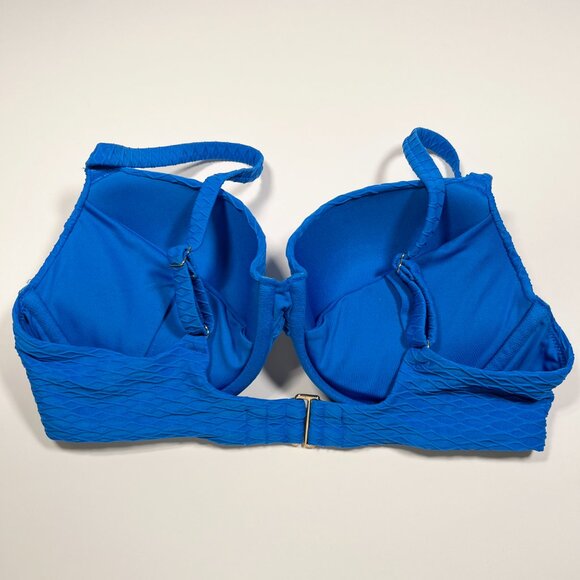 Victoria Secret 32DD TWIST FRONT Push Up Bikini Top Underwire Textured Blue - Picture 5 of 7